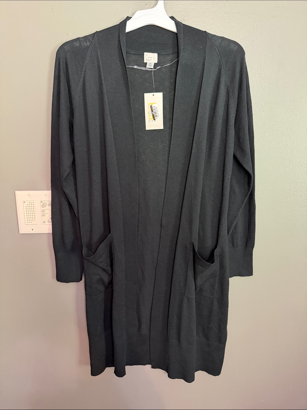 NWT A New Day Black Open Front Longline Cardigan Sweater Size XS